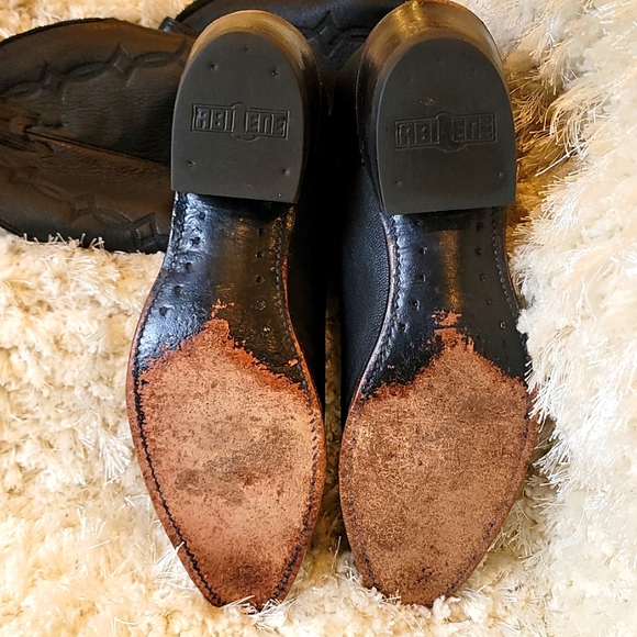 Abilene Black Leather Western Cowboy Boots - Picture 3 of 6